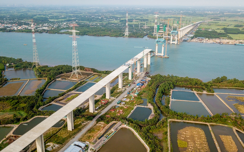 Cầu Phước Khánh bắc qua sông Lòng Tàu thuộc dự án cao tốc Bến Lức - Long Thành
