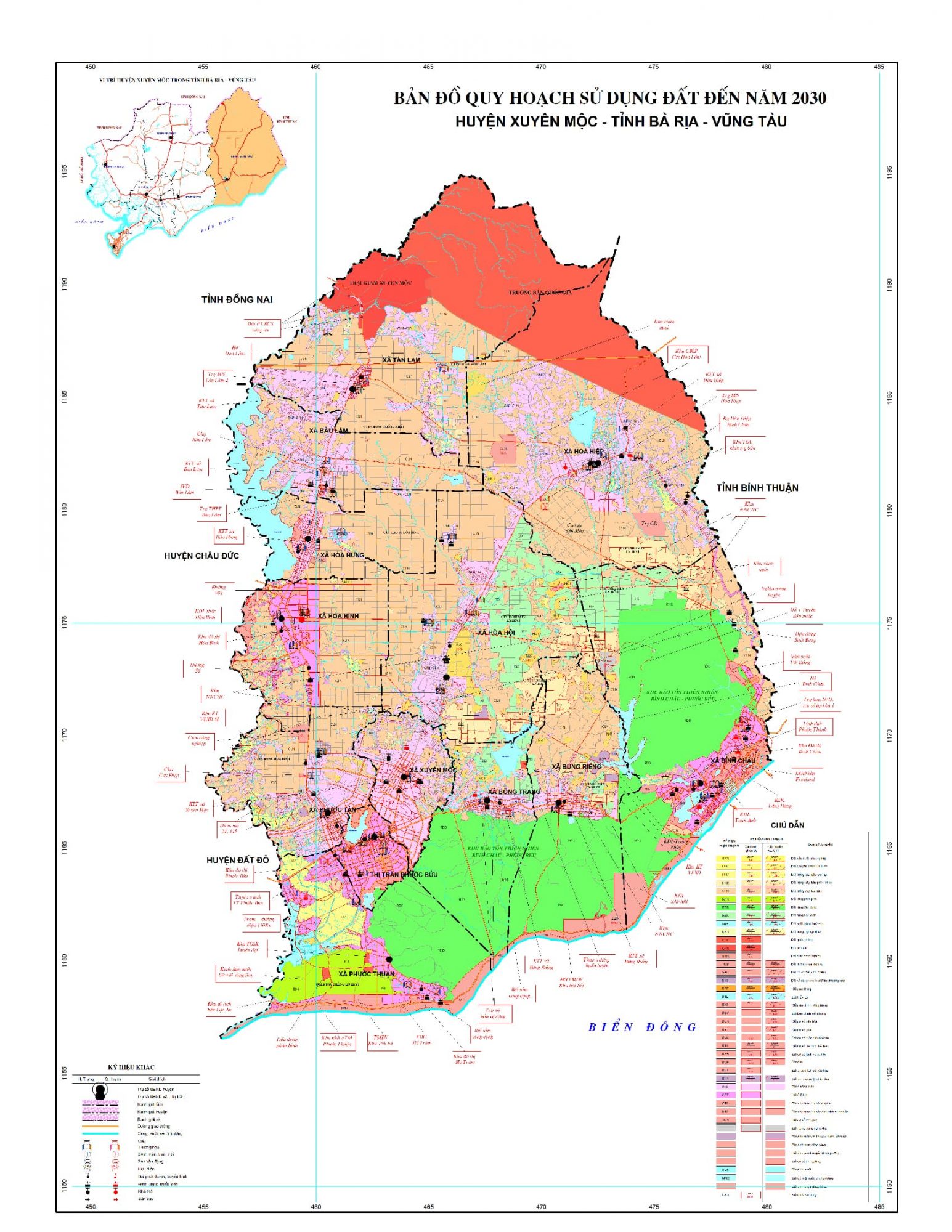Bản đồ quy hoạch huyện Xuyên Mộc, tỉnh Bà Rịa - Vũng Tàu đến năm 2030