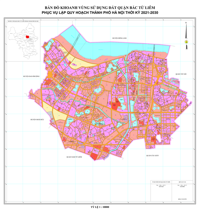 Bản đồ quy hoạch quận Bắc Từ Liêm, Hà Nội đến năm 2030