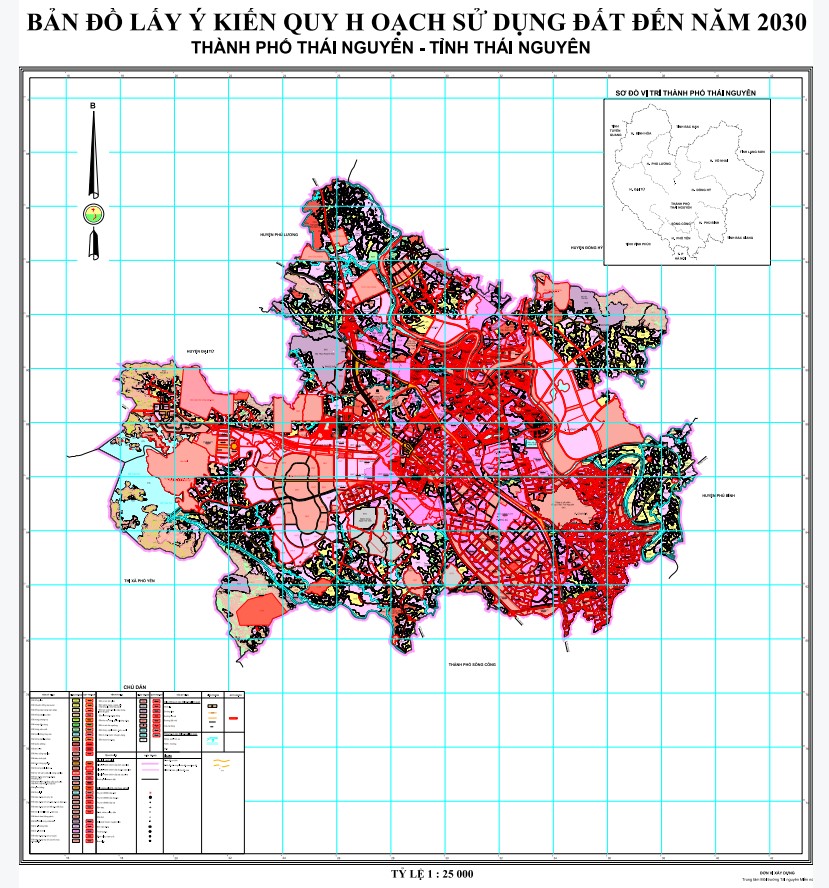 Bản đồ quy hoạch thành phố Thái Nguyên, tỉnh Thái Nguyên đến năm 2030