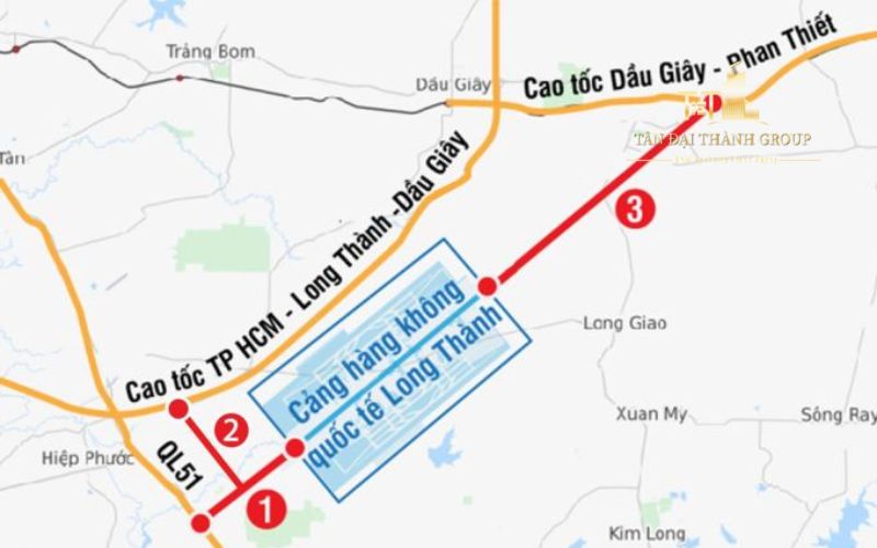 Hướng tuyến số 1 và 2 kết nối sân bay Long Thành sắp khởi công. Nguồn: Sưu tầm