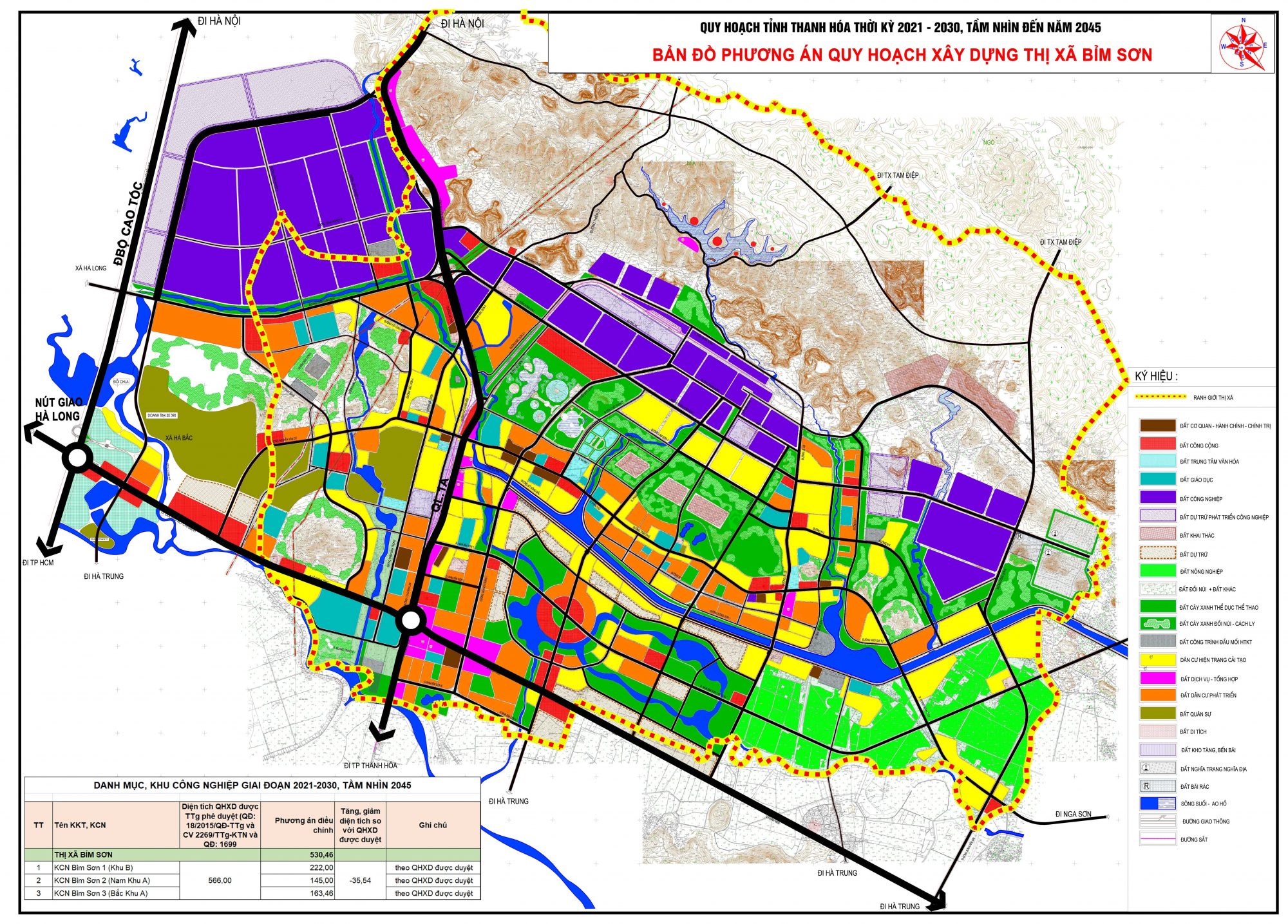 Bản đồ quy hoạch thị xã Bỉm Sơn, tỉnh Thanh Hóa đến năm 2030
